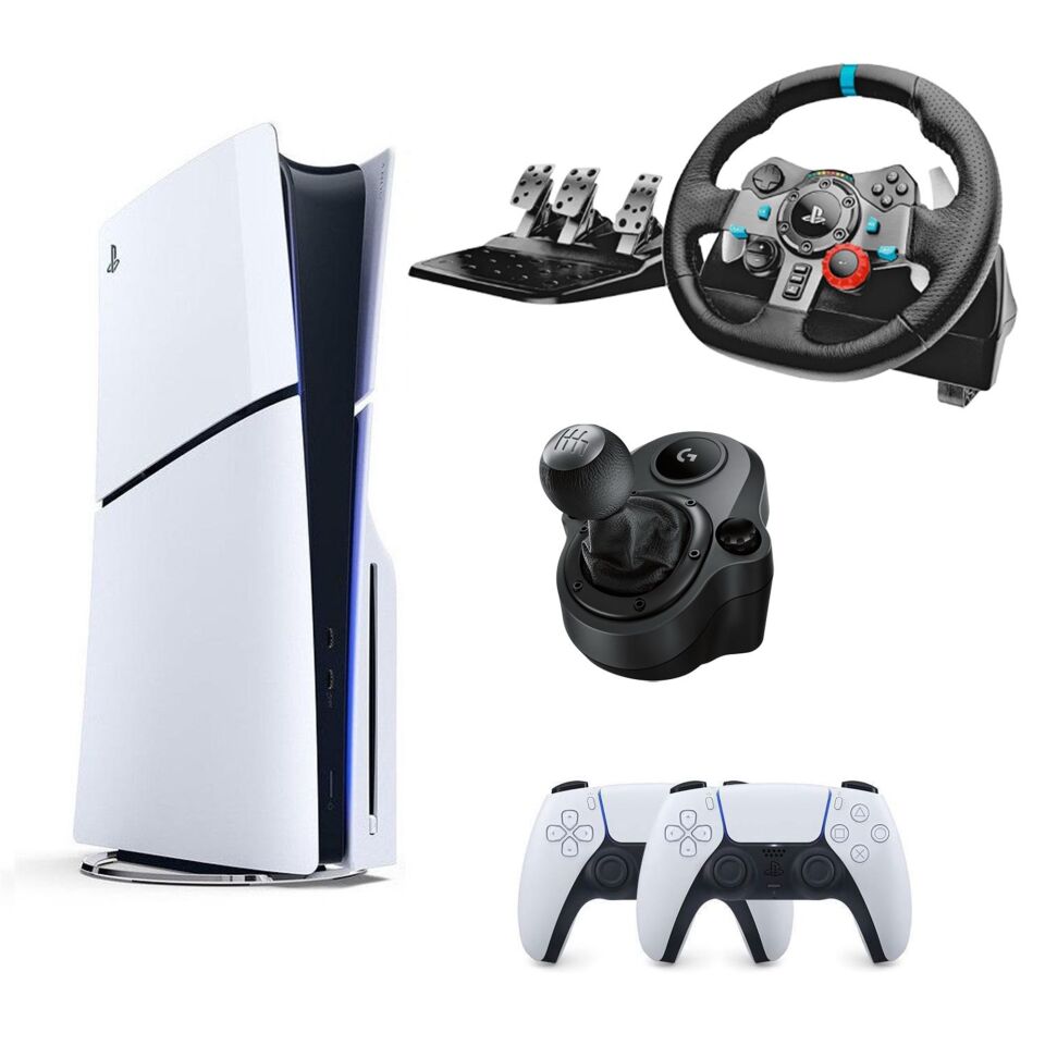 SONY PS5 PLAYSTATİON 5 SLİM CD Lİ 1TB + 2.KOL + SHİFTER + G29 DİREKSİYON SETİ OYUN KONSOLU (İthalatçı Garantili)