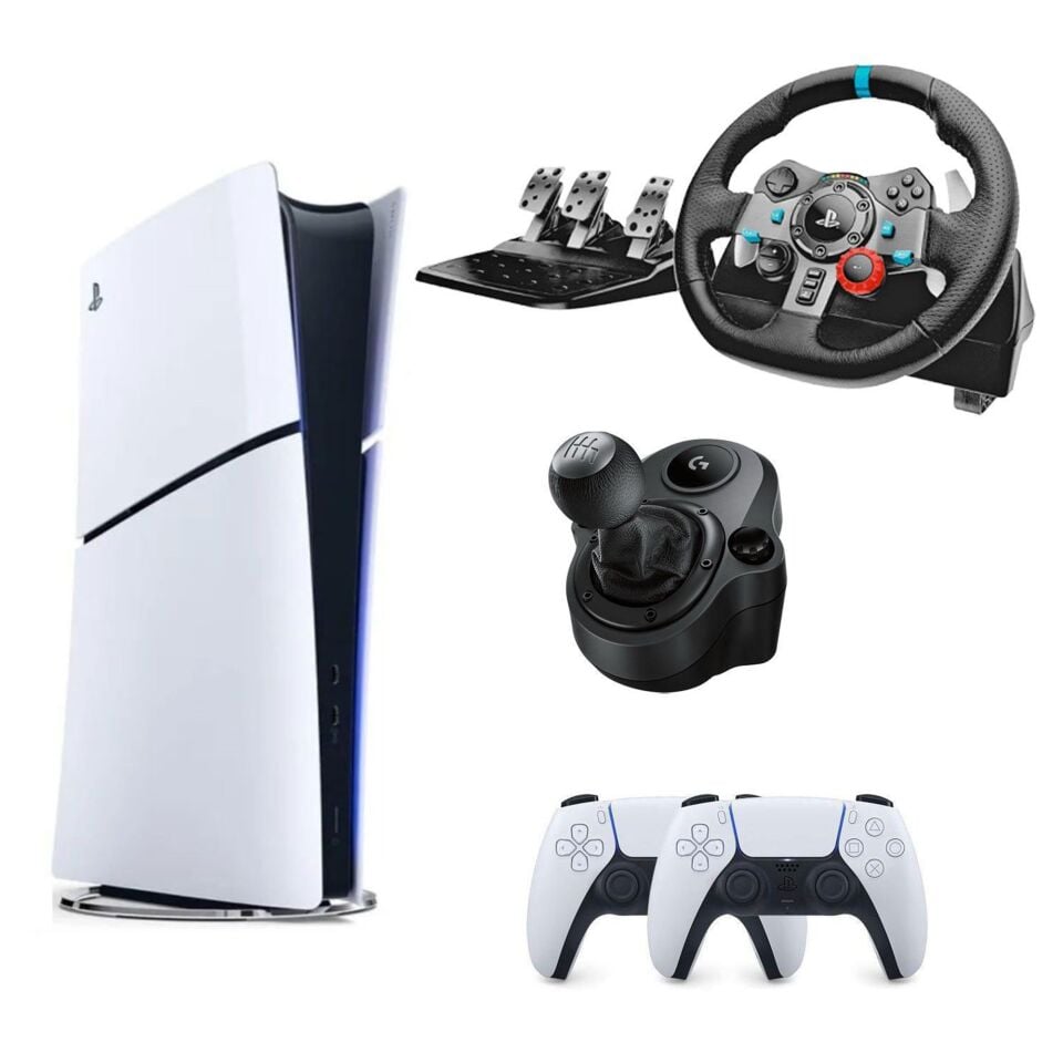 SONY PS5 PLAYSTATİON 5 SLİM DİJİTAL 1TB + 2.KOL + SHİFTER + G29 DİREKSİYON SETİ OYUN KONSOLU (İthalatçı Garantili)