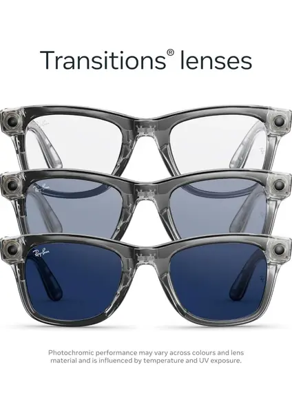 Meta Ray-Ban Wayfarer Gen 2 RW4012 6840MF Transparan Gri -Transitions Safir Mavi